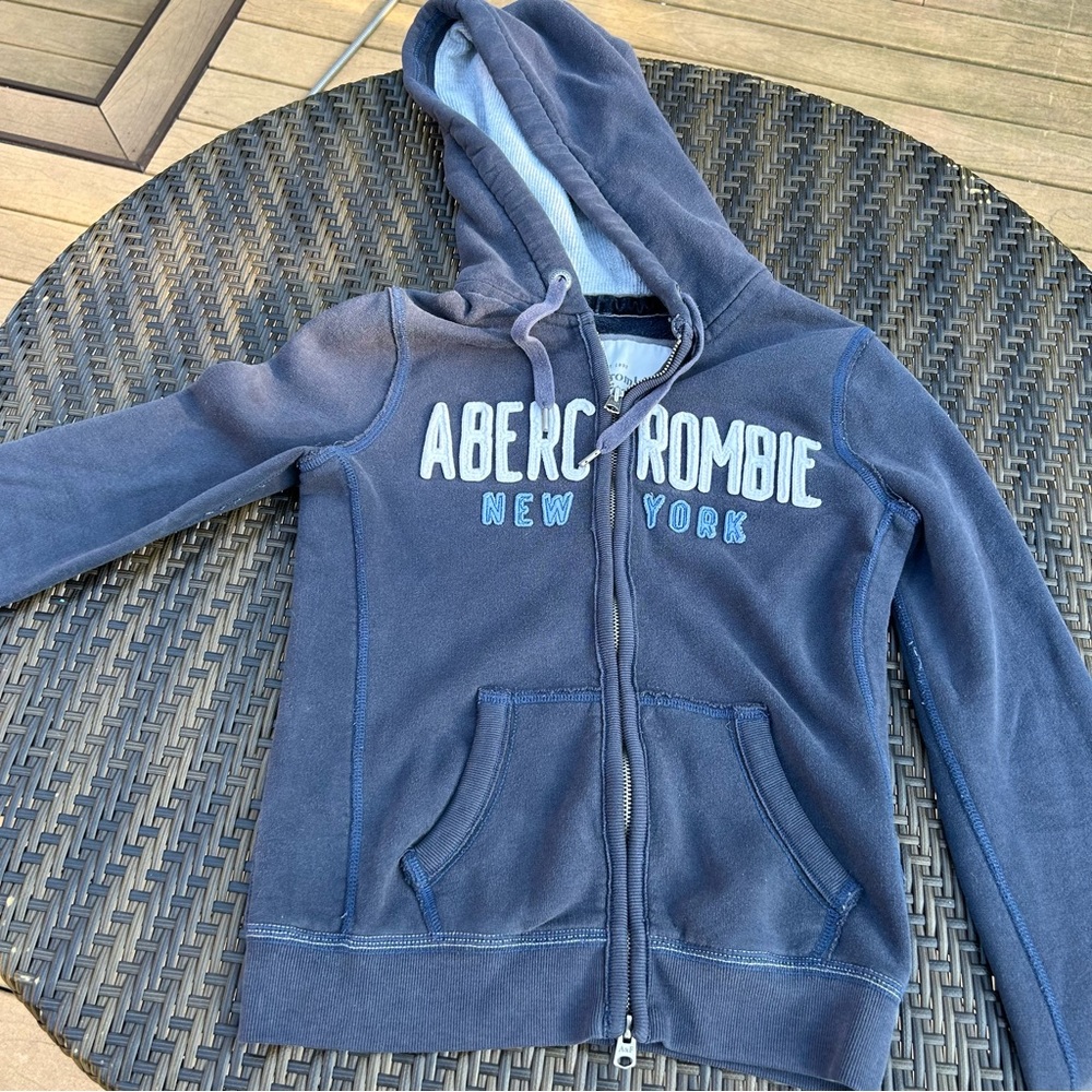 Abercrombie and Fitch navy blue zip up sweatshirt